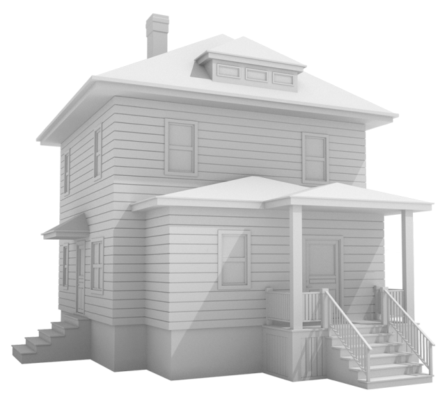 A grey farm house